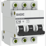 Автоматический выключатель EKF Basic ВА 47-29 3P 16А C 4,5кА (mcb4729-3-16C)