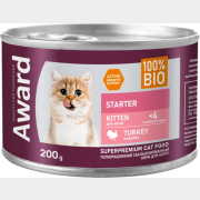 Влажный корм для котят AWARD Starter Паштет индейка консервы 200 г (2540430)