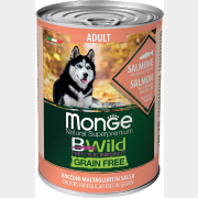 Влажный корм для собак MONGE BWild Grain Free лосось с тыквой и кабачками консервы 400 г (70012621)