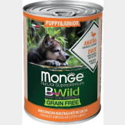 Влажный корм для щенков MONGE BWild Grain Free утка с тыквой кабачками консервы 400 г (70012607)