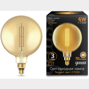 Лампа светодиодная E27 Gauss Filament G200 6 Вт 2700К golden straight (154802118)