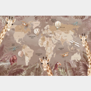 Фотообои флизелиновые ФАБРИКА ФРЕСОК Карта с жирафами 400x265 см (324265)