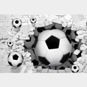 Фотообои флизелиновые ФАБРИКА ФРЕСОК Футбольные мячи из стены 400x270 см (724270)