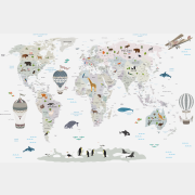 Фотообои флизелиновые ФАБРИКА ФРЕСОК Карта с шарами и зверями 400x270 см (364270)