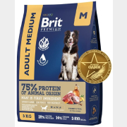 Сухой корм для собак BRIT Premium Medium телятина и индейка 3 кг (5063161)