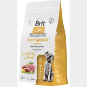 Сухой корм для щенков BRIT Care Puppy Junior M Healthy Growth утка и индейка 1,5 кг (5066285)
